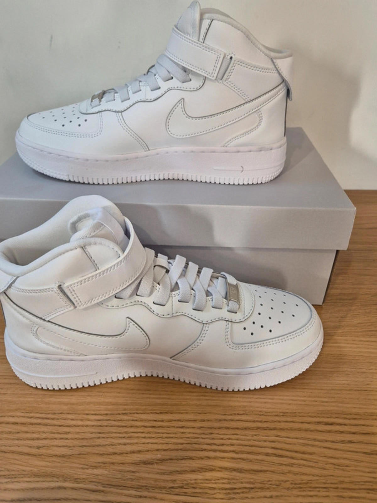 Nike Air Force 1s, triple white mids. UK 5