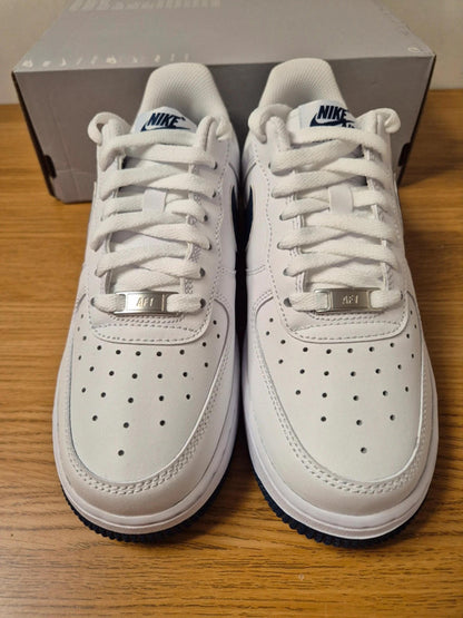 Nike Air Force 1 UK 5.5 White/Navy - Classic Basketball Sneakers