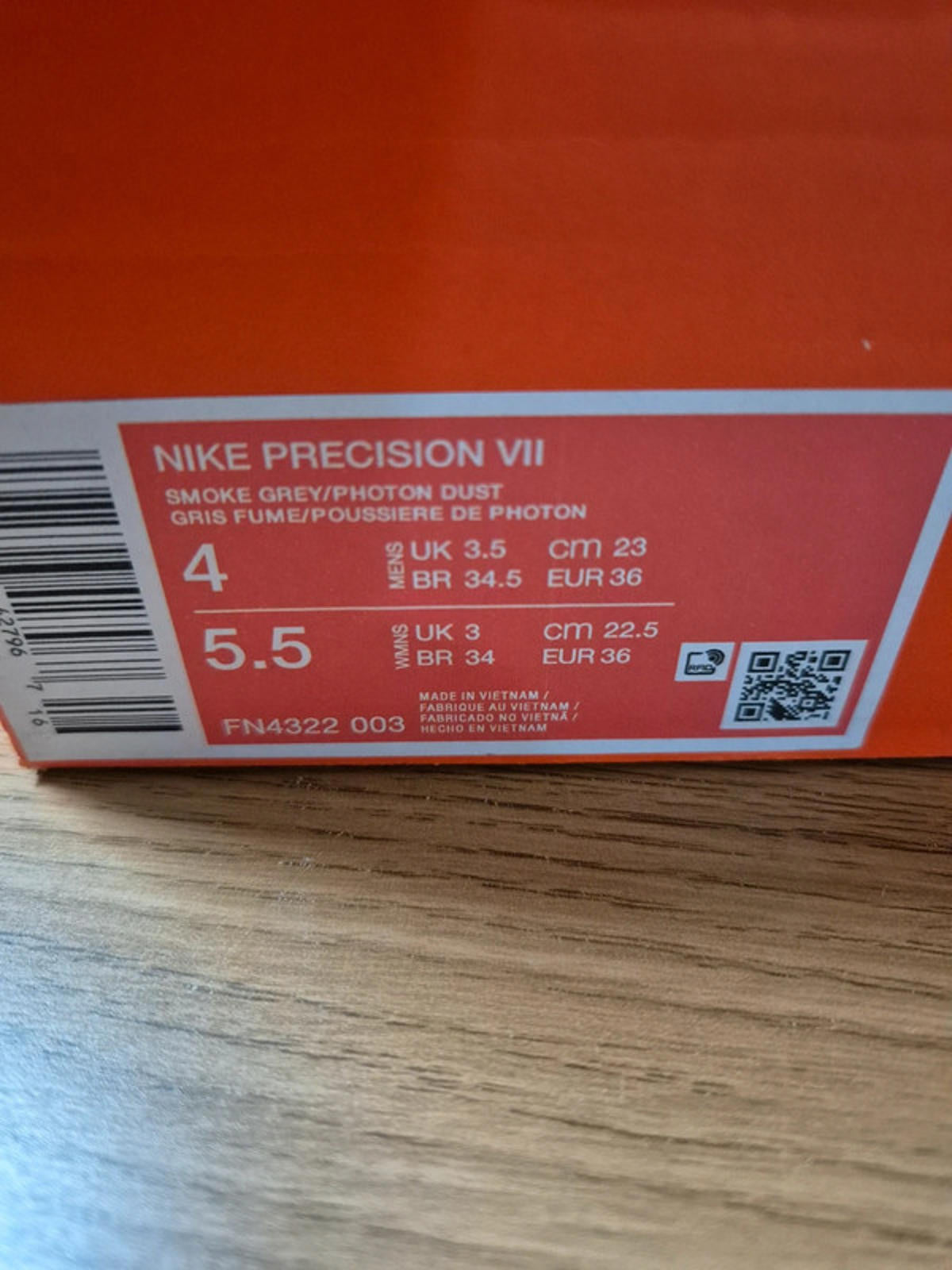 Nike Precision VII UK 3.5 new. Grey/White